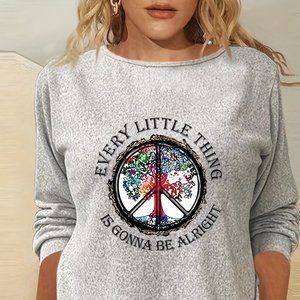 Long Sleeved Knit Top "Every Little Thing is‎ Going to be Alright"